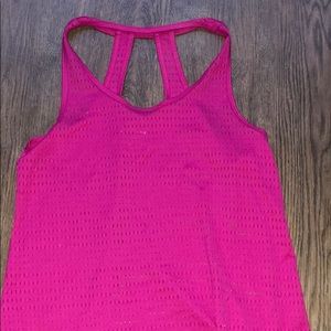 Pink workout top strapped back/ see through